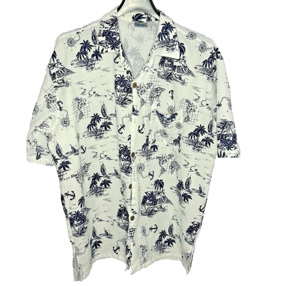 Ocean Blue Apparel Men’s St Thomas US VI Caribbean White Navy Shirt Size XXXL
